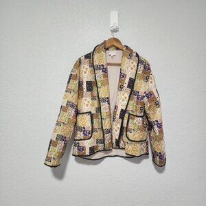 Women Patchwork Jacket Multicolor 100% Cotton Size Large, Boho, Festival